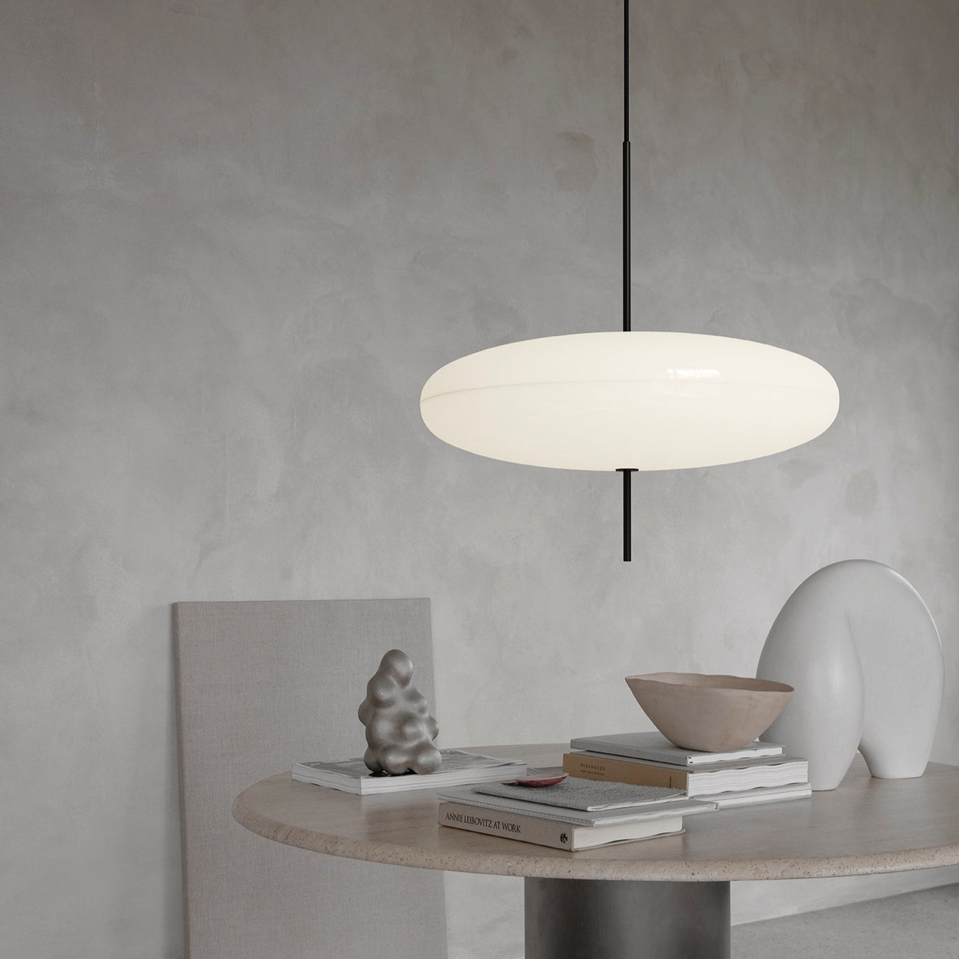 Astep Model 2065 Suspension Lamp with a lightweight design and dual opaline methacrylate diffusers, creating soft, diffused light and modern elegance.