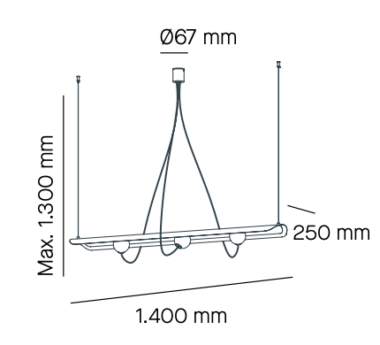 Wire Linear Pendant Lamp by Milan
