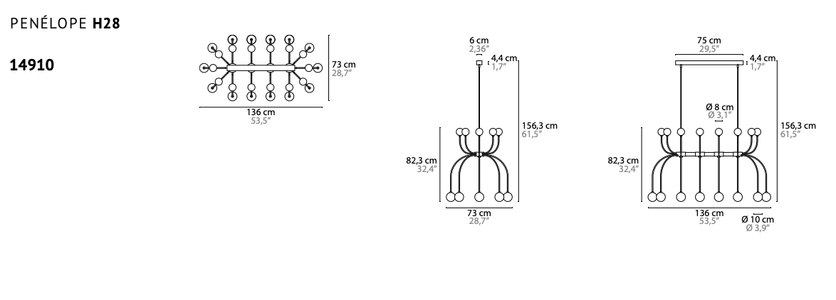 Penélope H28 Chandelier by Ilfari