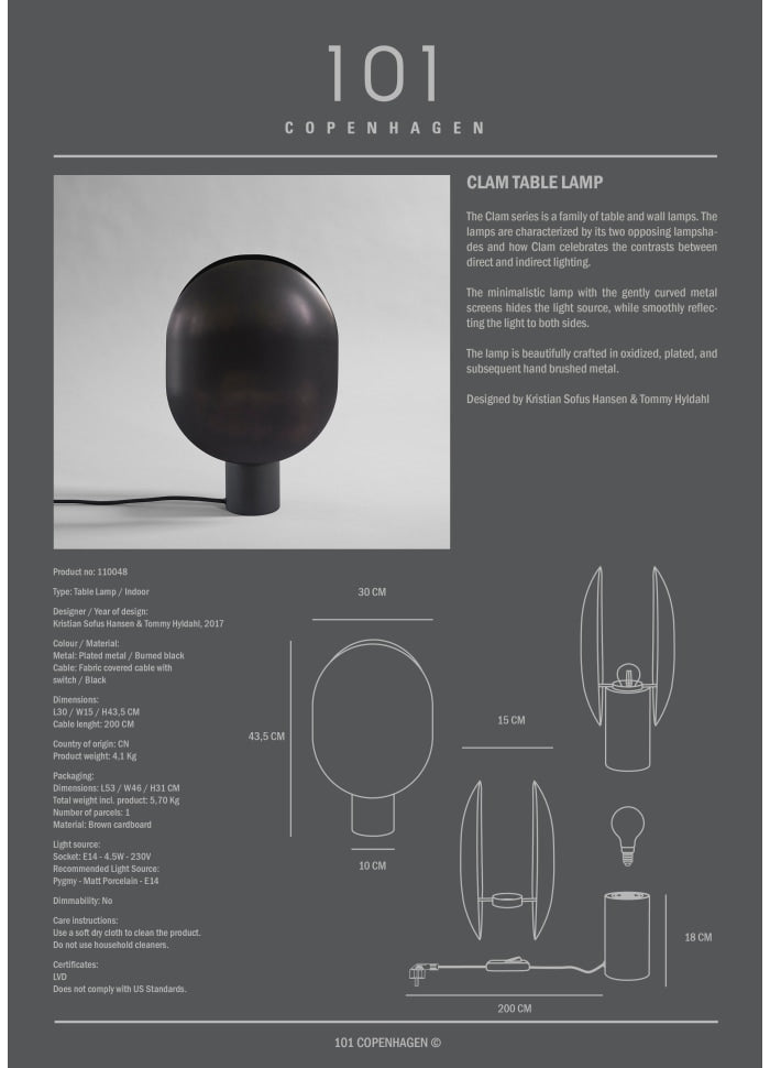 Clam Table Lamp by 101 Copenhagen