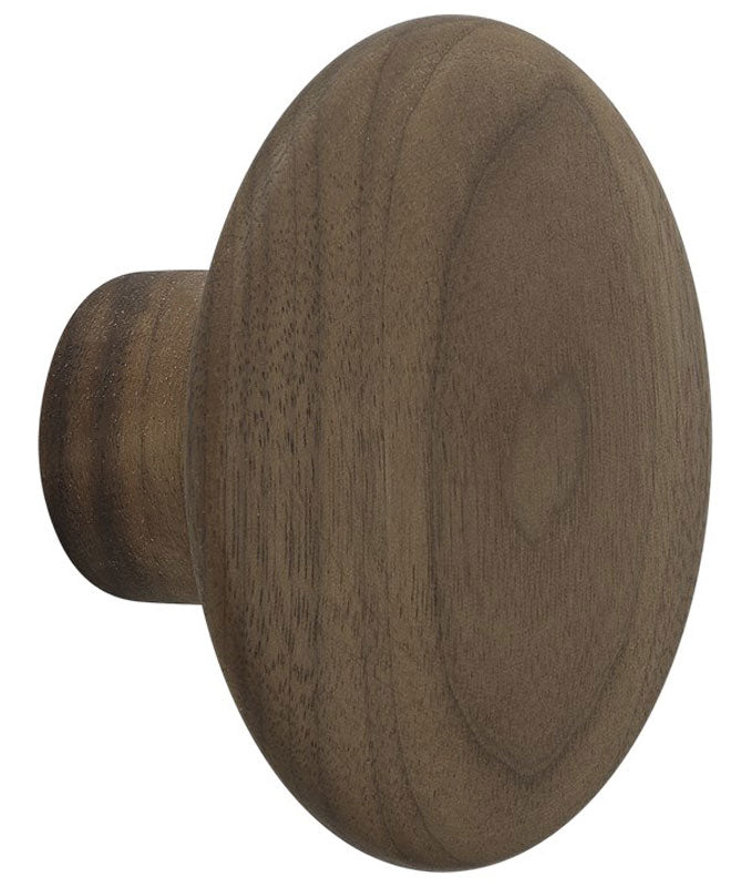 Bringing a friendly expression to the traditional coat hook, the Dots Wood is a functionally sculptural design to be arranged on the wall in any pattern and colour combination desired. Use it in hallways, bedrooms, kitchens as well as hospitality and workplace areas. Combine the design with the Dots Ceramic and Dots Metal for a unique expression. Material First class oiled oak, walnut and ash wood (coloured versions in ash wood). The wood has been carefully selected for this product, as a knot will ruin th