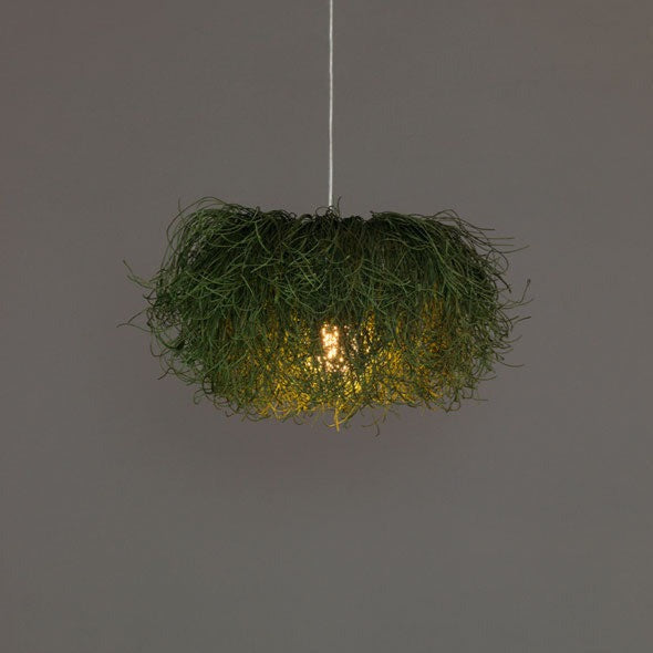 Handcrafted Caos Medium Pendant Lamp by A Emotional Light in a stylish interior, showcasing its textured, intentionally disordered Japanese cord design.