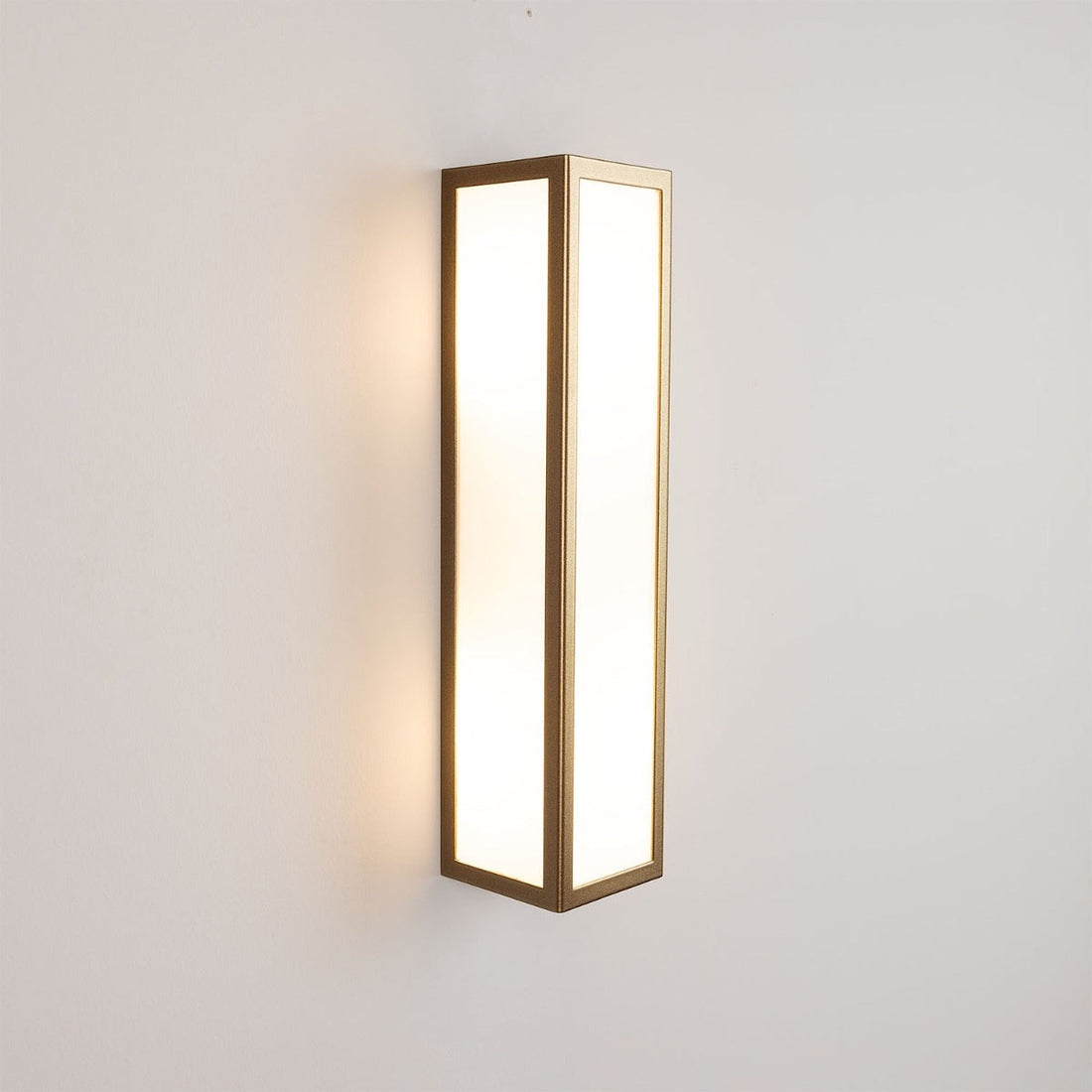 Bata Wall Lamp by Mullan Lighting, IP65 rated, featuring a robust brass design suitable for outdoor use in gardens, patios, and exterior walls