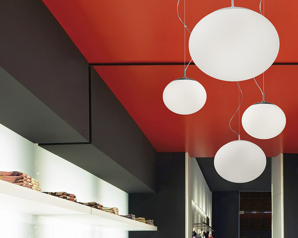 White Round hanging lights, unbreakable low maintainence, Polyethylene Globe Lights, Commercial design Hanging lihgts