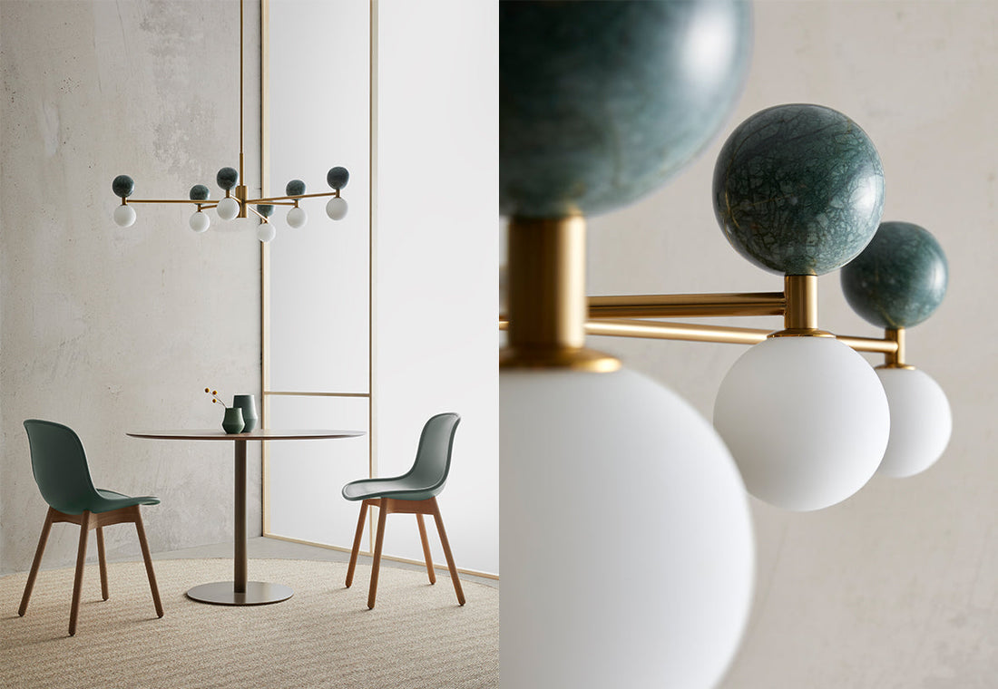 Modern Dalt Suspension C1280/6 by Aromas del Campo featuring six elegant globes in a sleek, contemporary design, ideal for stylish interior lighting.