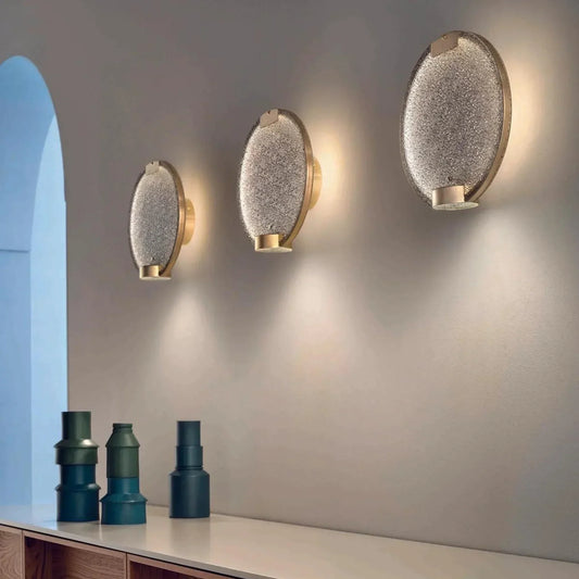 Contemporary luxury living room with voice-controlled accent lighting, designer wall lamps,warm layered illumination.