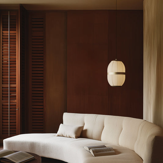 Modern studio apartment with Scandinavian lighting, loft-inspired design, pendant lights, multifunctional furniture, and spacious minimalist interiors.