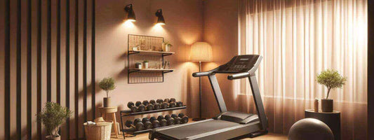 Modern wellness room with Scandinavian lighting, yoga deck ambiance, luxury home gym illumination, and creative studio lighting design.