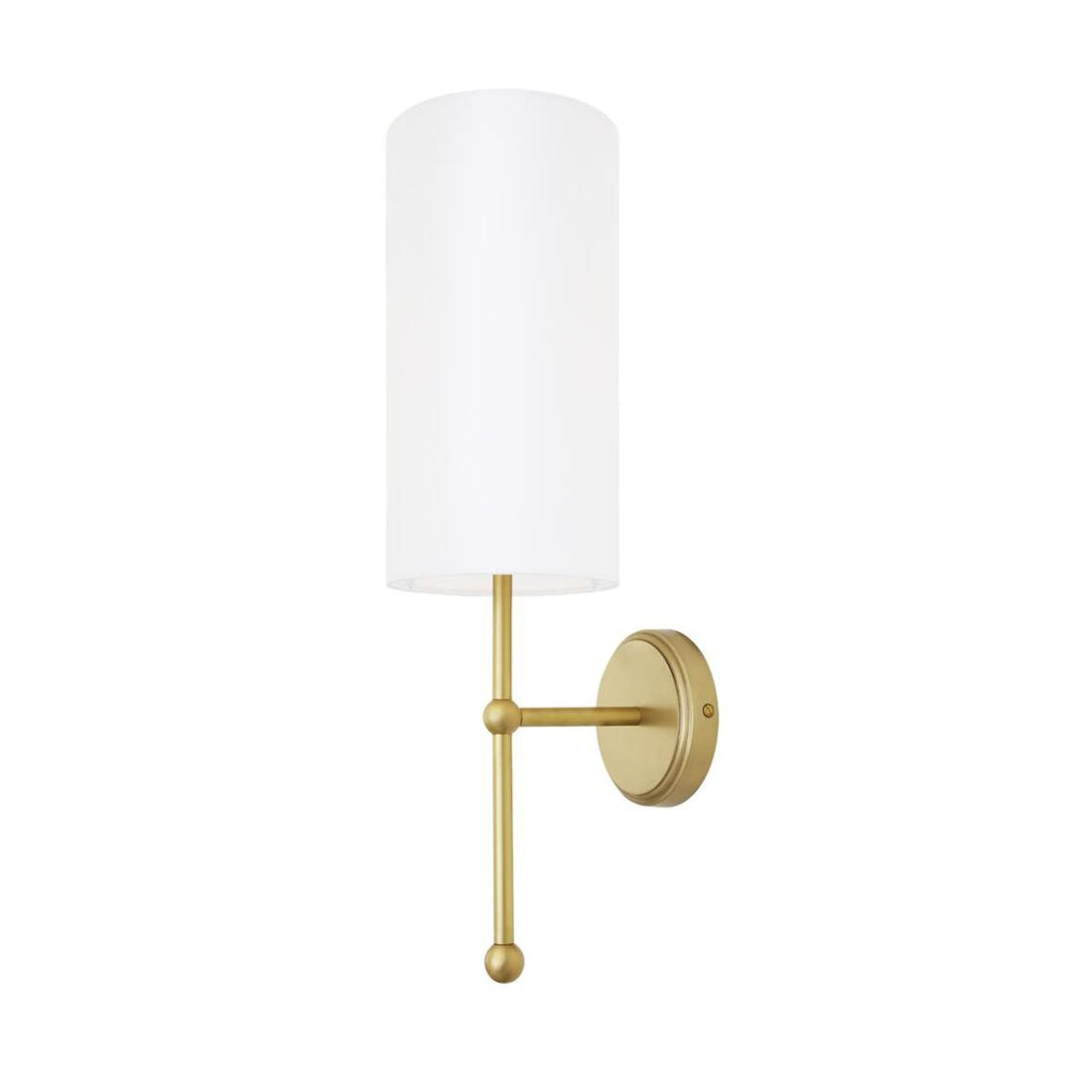 Arizona Brass Wall Lamp by Mullan Lighting – slim brass wall light with tall fabric shade, luxury lighting design for modern interiors in India