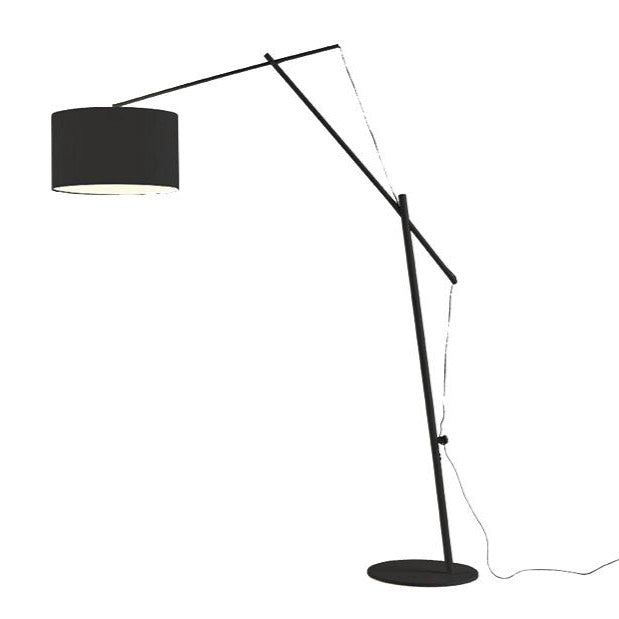 Ario Floor Lamp by Aromas Del Campo with matte black steel base and cotton shade – minimalist, elegant floor lamp for luxury modern interiors.