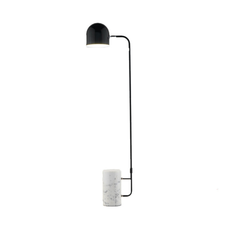 Luca Floor Lamp by Aromas Del Campo with matte black steel frame and white marble base – elegant, sculptural lighting for contemporary interiors.