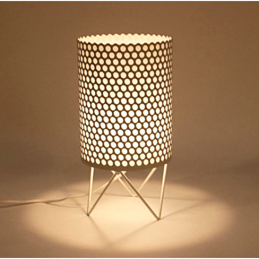 white metal pattern table lamp 