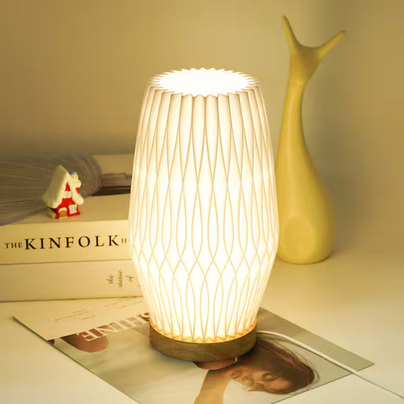 3D-printed sustainable light fixture with a modern sculptural design for contemporary interiors