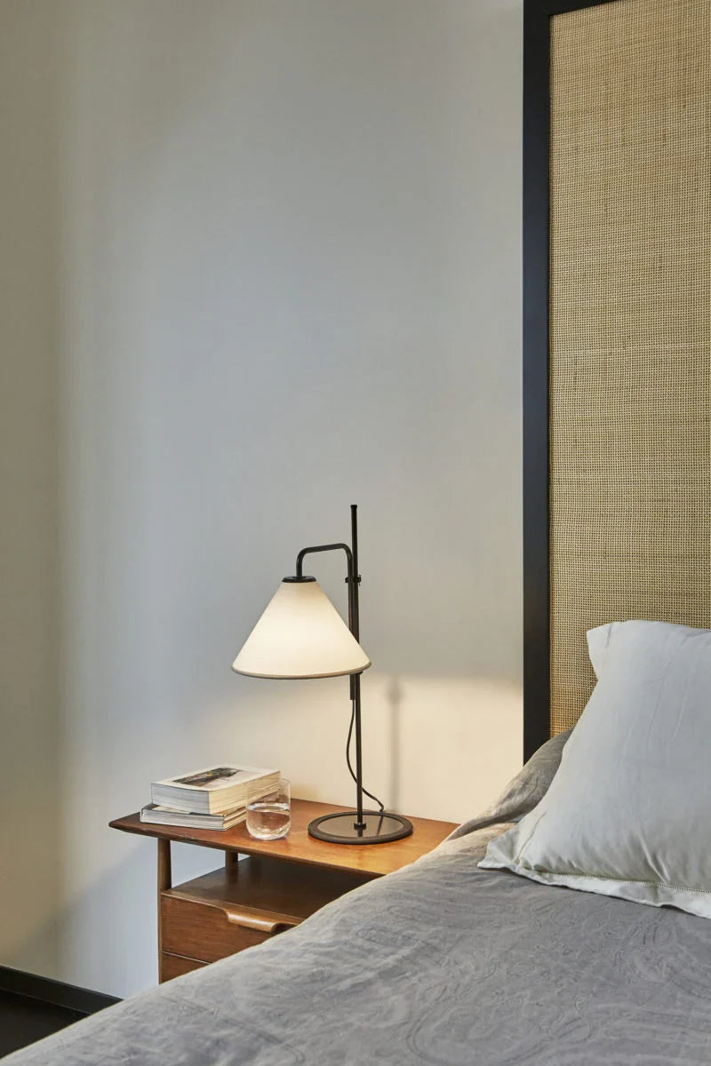 Table Lam with a fabric shade
