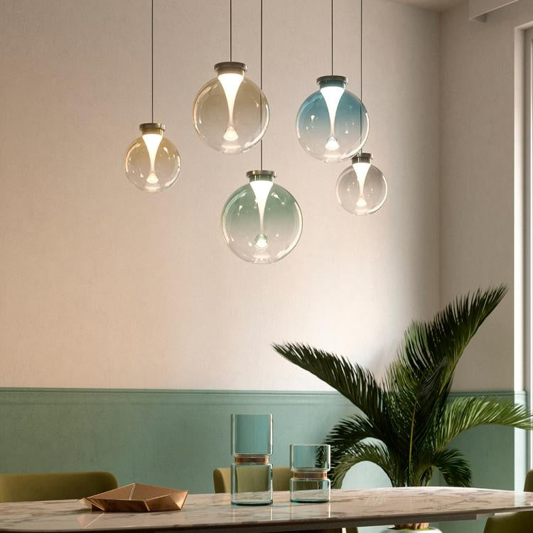 Pendant lamp showcasing soft ambient light through handcrafted Italian glass.