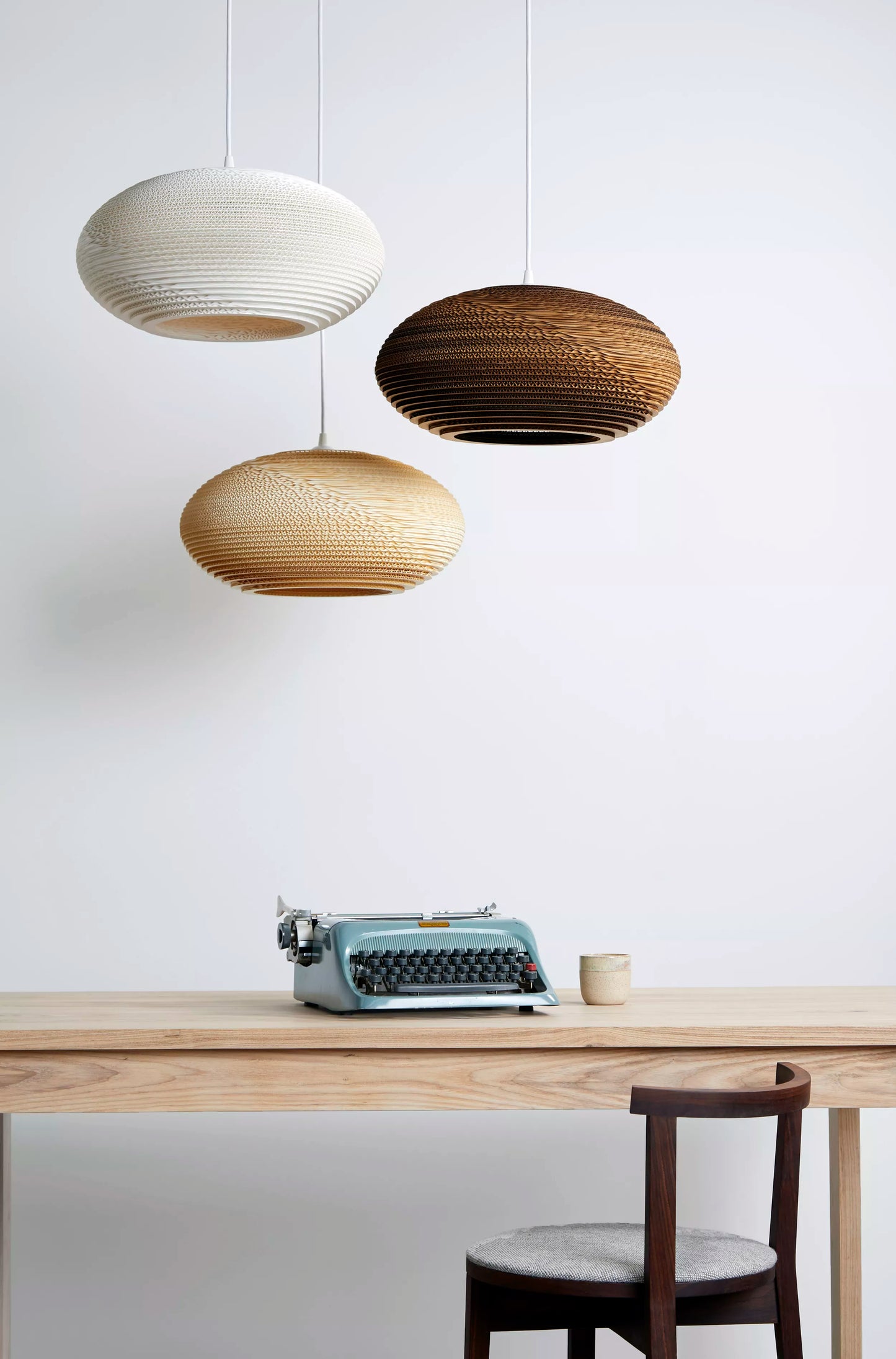 Sustainable Recycled Cardboard hanging  Pendant light  by Graypants