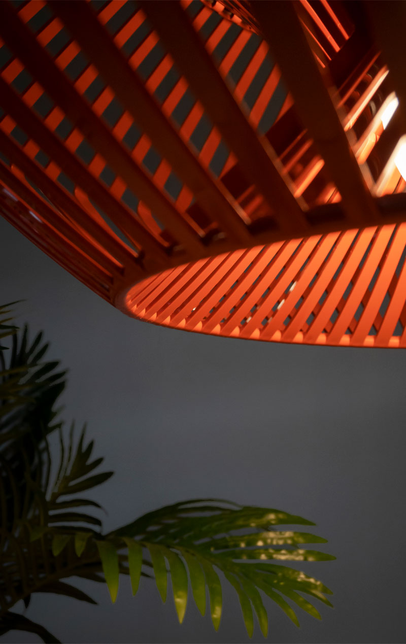 Red Stripes Designer Geometric hanging light from Spain