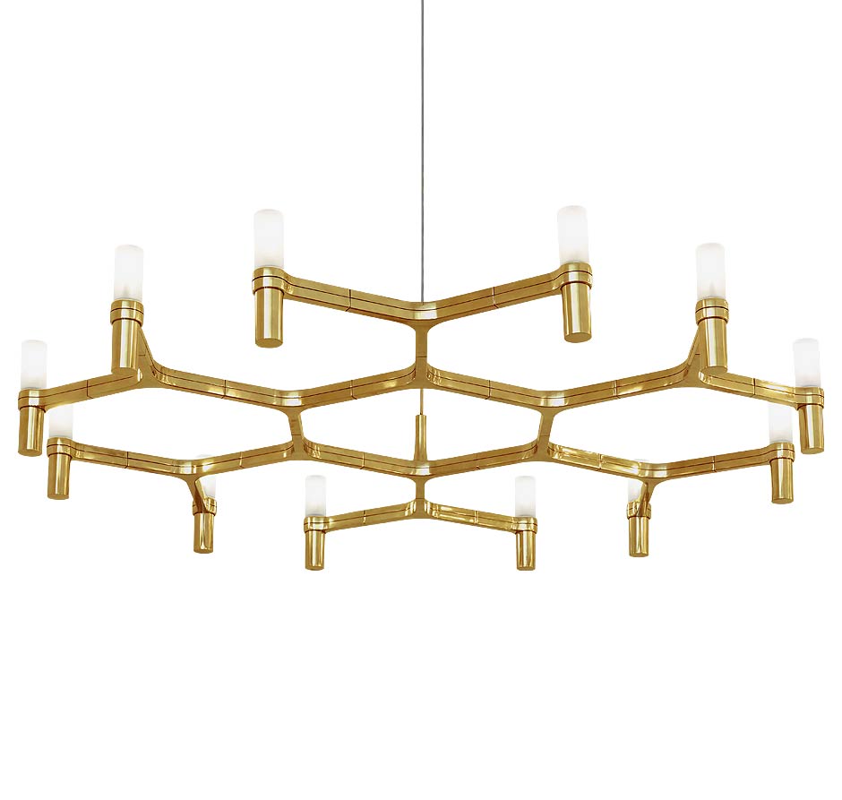 Crown Hexagonal sci fi pattern  pendanthanging light in gold  finish, 