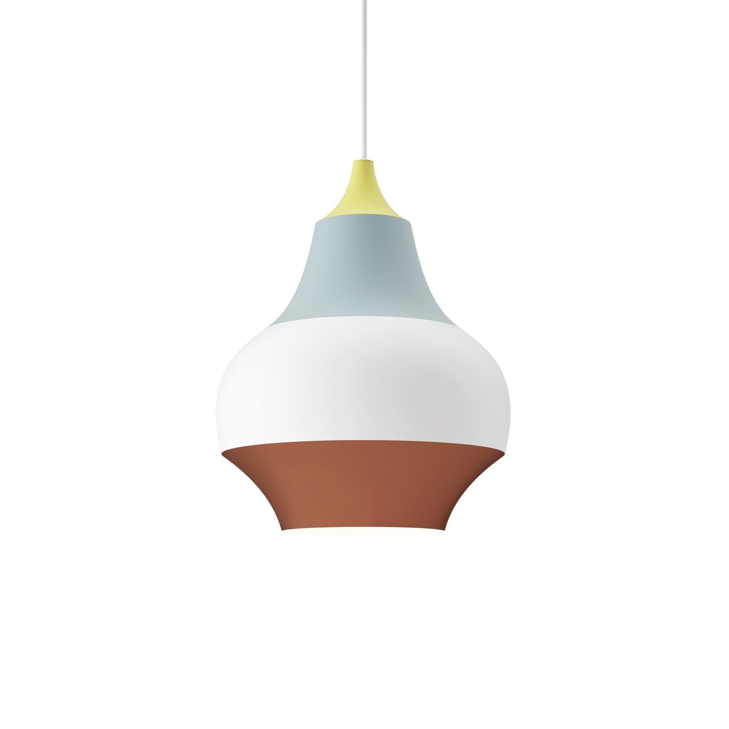 dome shaped colorful hanging pendant lights  by Louis Poulsen 