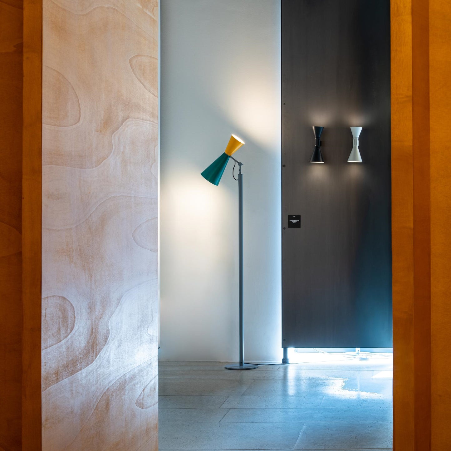 Modern sleek Orange & green Adjustable Designer Floor lamp