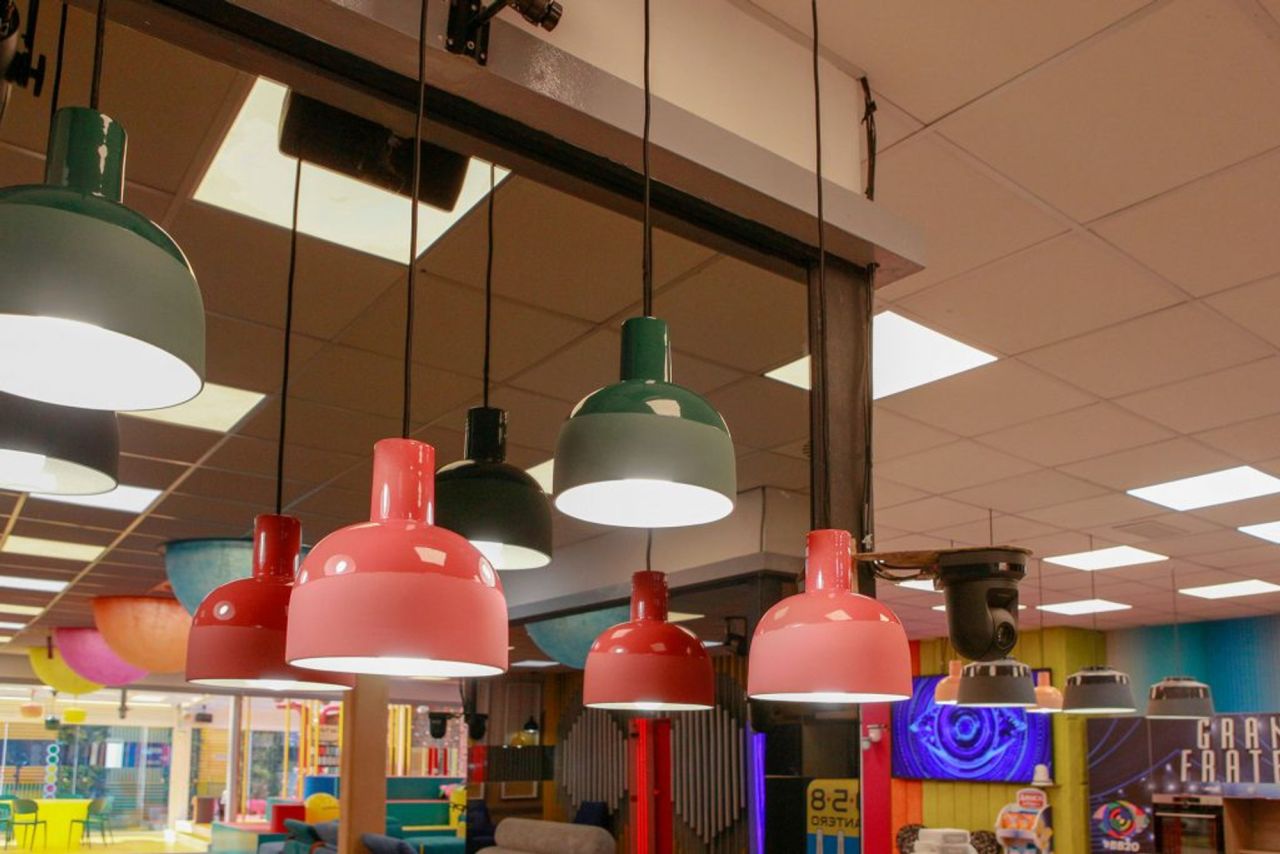 bright colourful  hanging lights