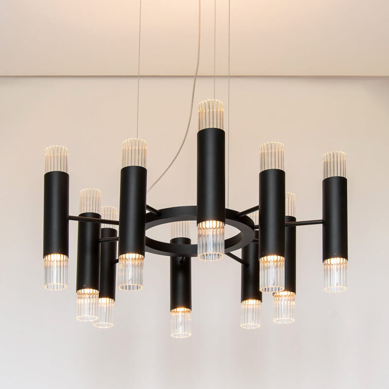 Embrace H10+10 and H16+16 suspension by Ilfari, modern European designer linear suspension lighting with sculptural luxury design