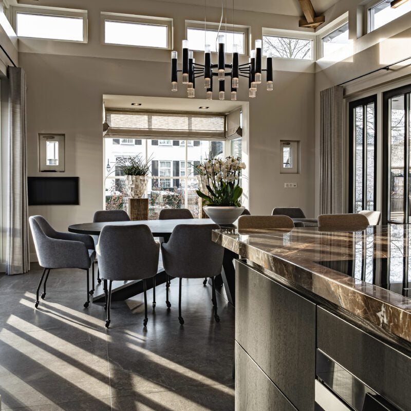 Embrace H10+10 and H16+16 suspension by Ilfari, modern European designer linear suspension lighting with sculptural luxury design