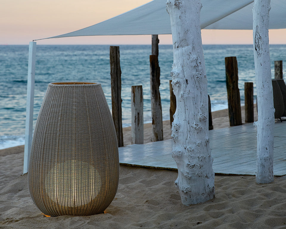 Large Outdoor handmade rattan floor lamp