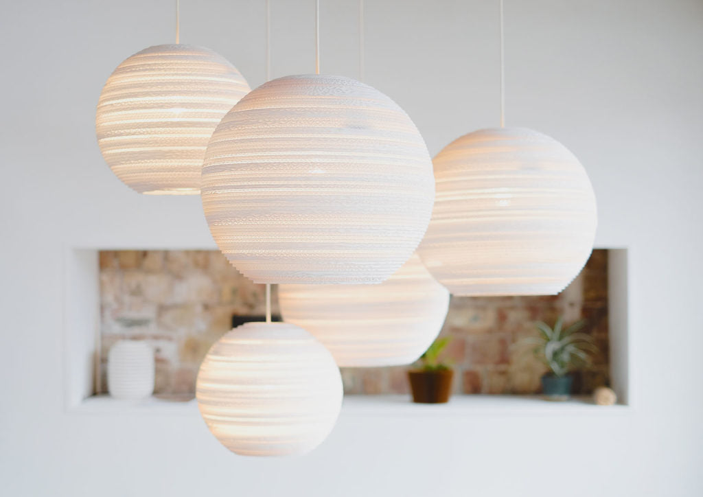 White Sustainable hanging pendant light by Graypants 