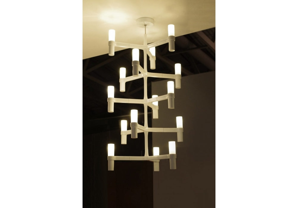 White Vertical Linear pendant Italian, grand light, contemporary lighting, nemo lighting, luxury lighting