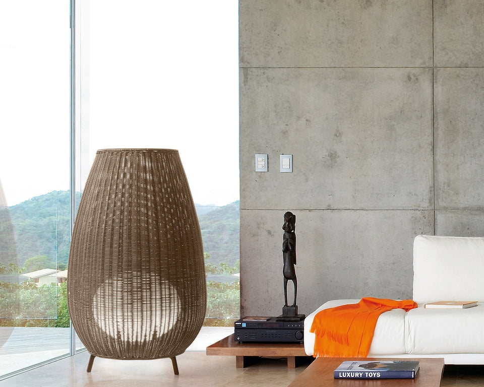 large Outdoor handmade rattan floor lamp