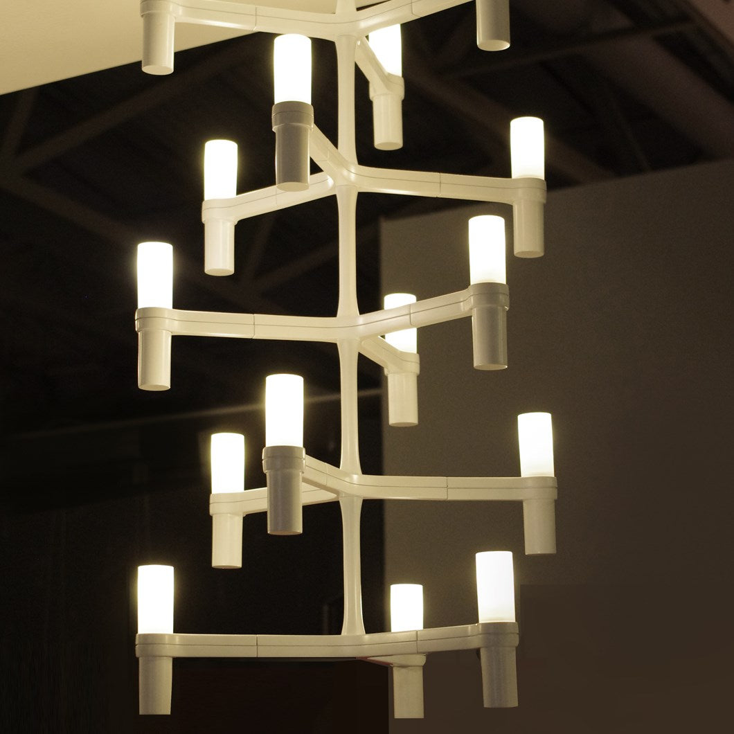 White Vertical Linear pendant Italian, grand light, contemporary lighting, nemo lighting, luxury lighting