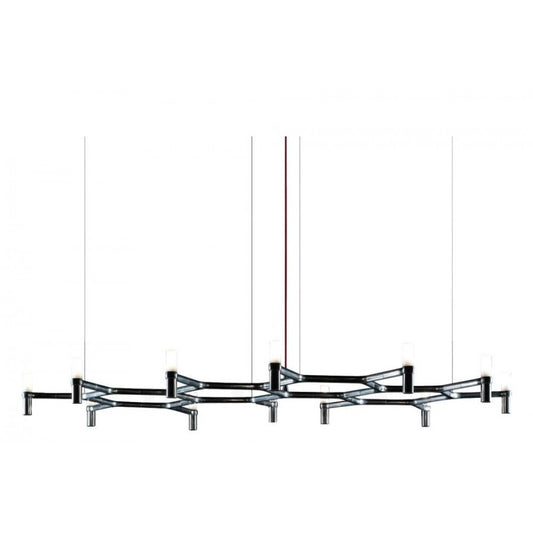 Black linear hang rail light for office conferency table 
