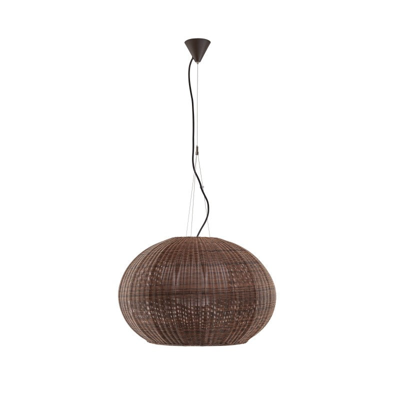 Brown rattan outdoor suspension lights. Brown wicker outdoor pendant lamp