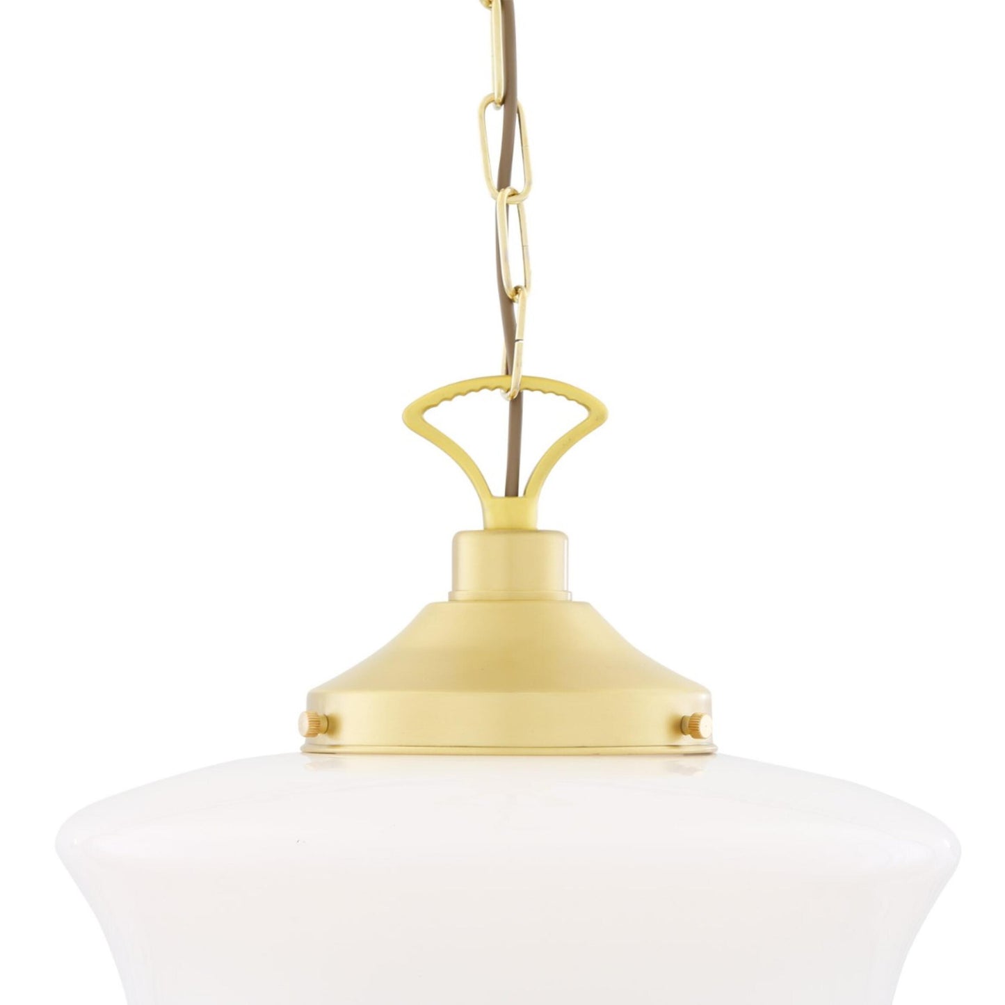 1920's Schoolhouse Pendant Lamp by Mullan Lighting with vintage-inspired opal glass shade and classic design, perfect for retro and modern interiors