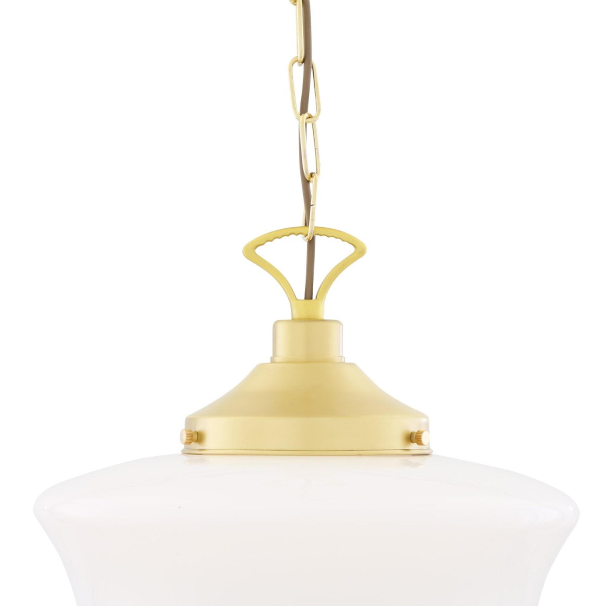1920's Schoolhouse Pendant Lamp by Mullan Lighting with vintage-inspired opal glass shade and classic design, perfect for retro and modern interiors