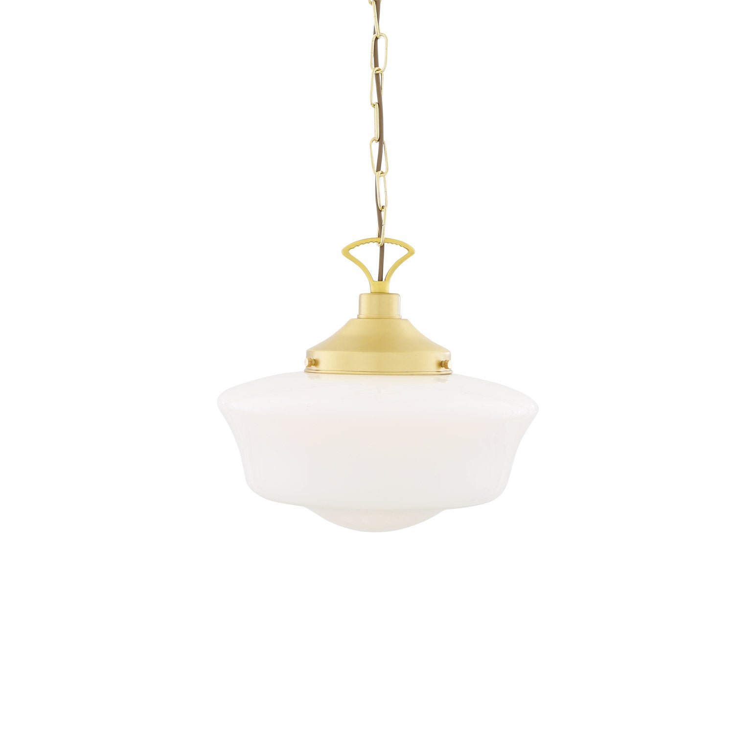 1920's Schoolhouse Pendant Lamp by Mullan Lighting with vintage-inspired opal glass shade and classic design, perfect for retro and modern interiors