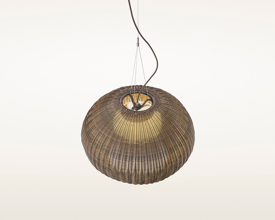 Brown rattan outdoor pendant lights. Brown wicker outdoor suspension lamp