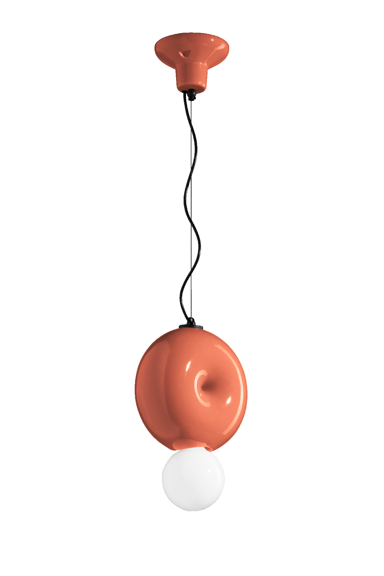 orange round donut shaped hanging light - Pop Interior Design 