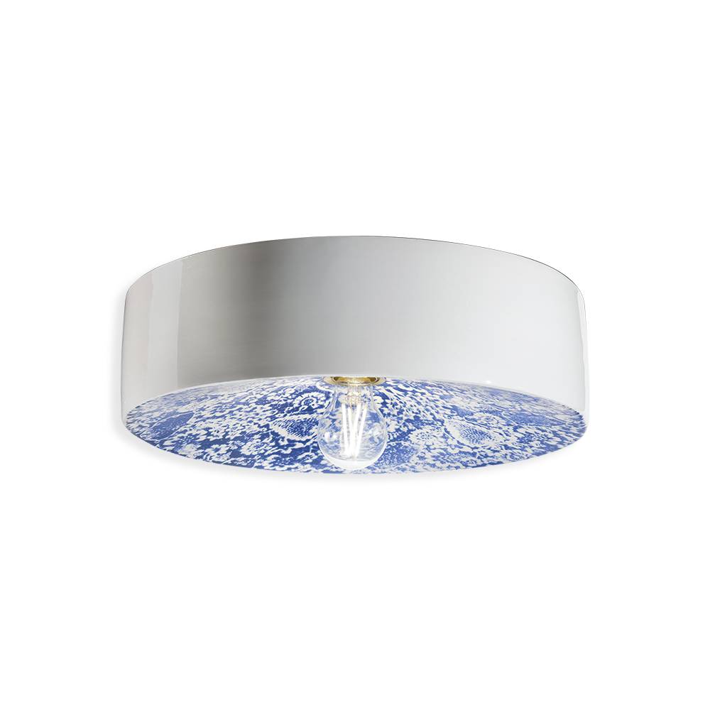 Blue printed floral design ceiling light 