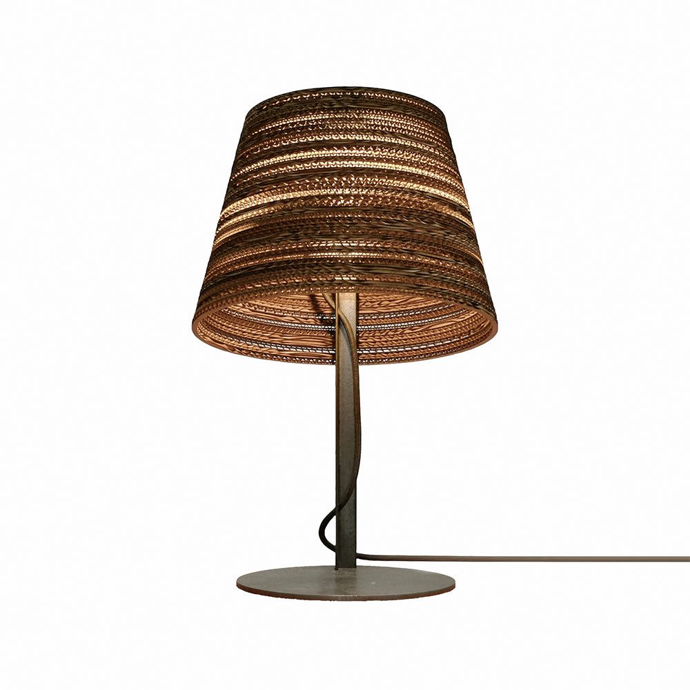 Natural brown sustainable table lamp with recycle cardboard 