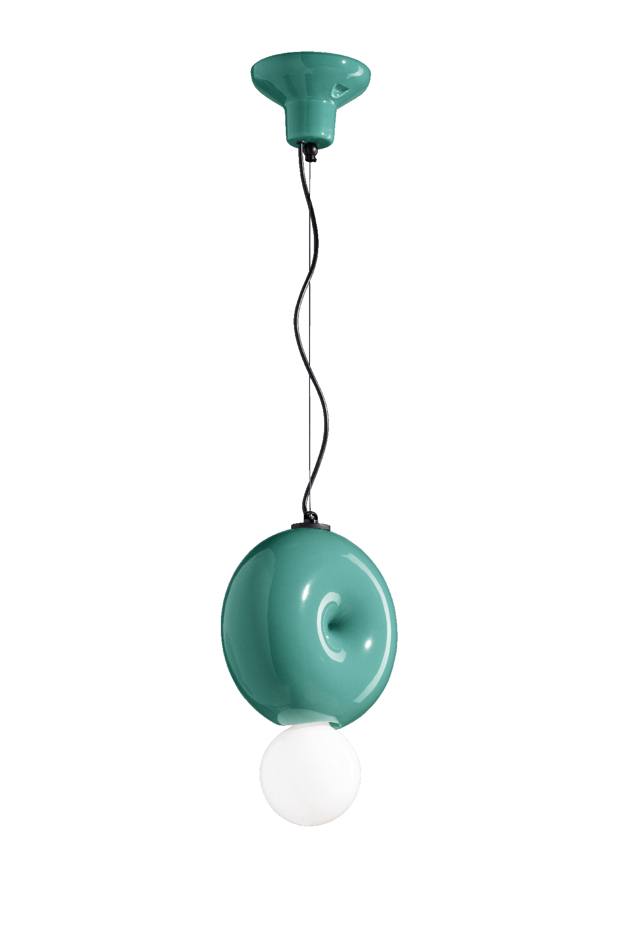 Turquoise round donut shaped hanging light - Pop Interior Design 