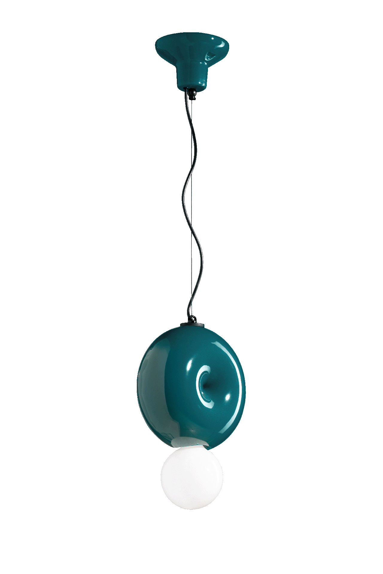 green round donut shaped hanging light - Retro Interior Design 