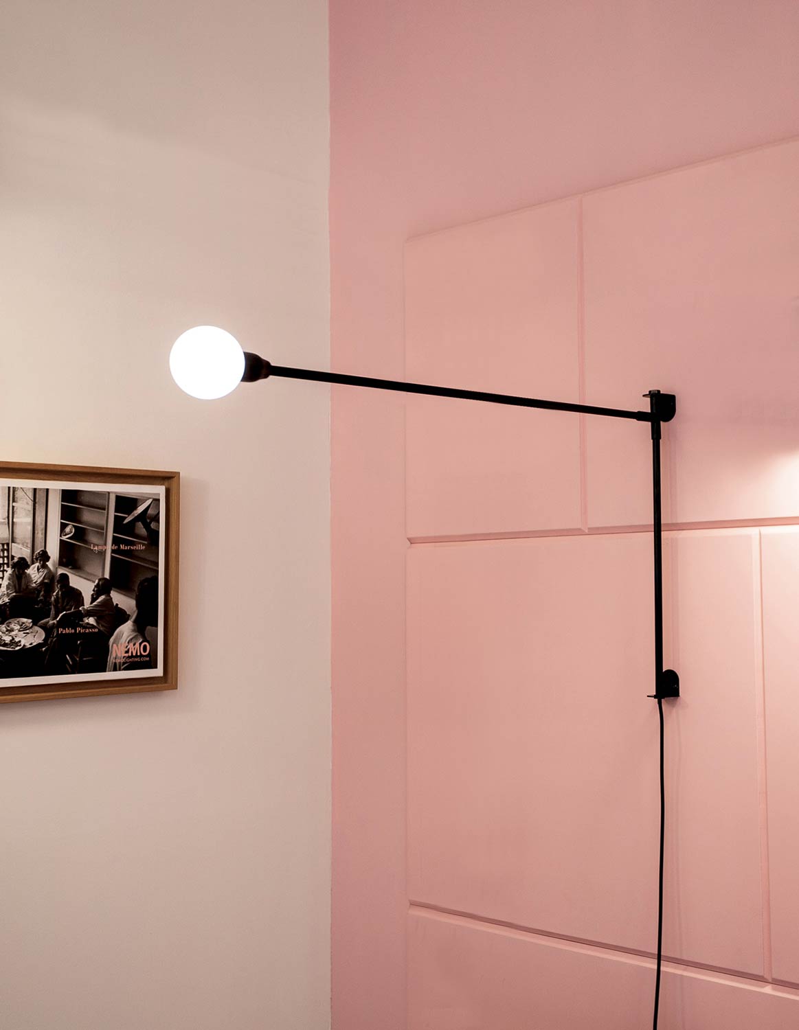 Black minimal adjustable wall lamp by nemo, Italy