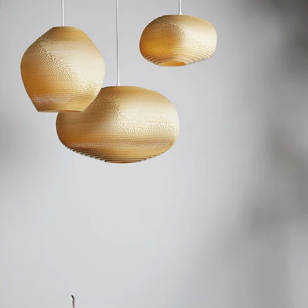 Blonde sustainable pebble hanging light by Scraplight