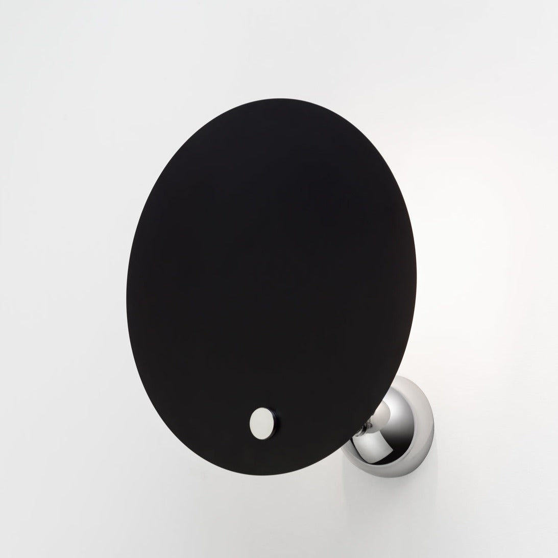 round flat black wall light