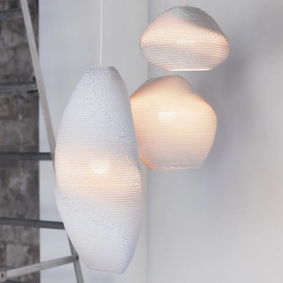 White sustainable pebble light by Scraplight