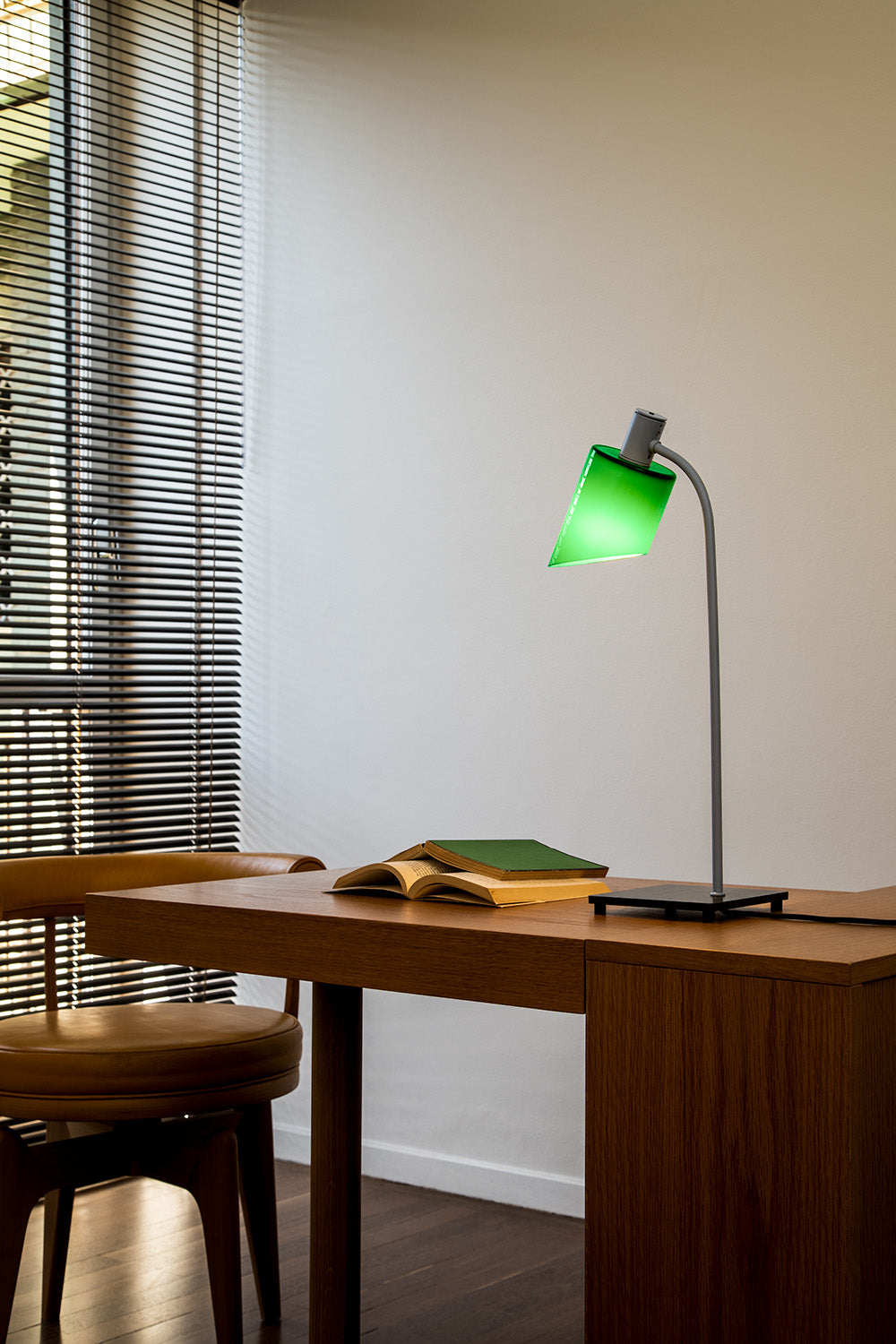 green glass table lamp study table  by Nemo, Italy