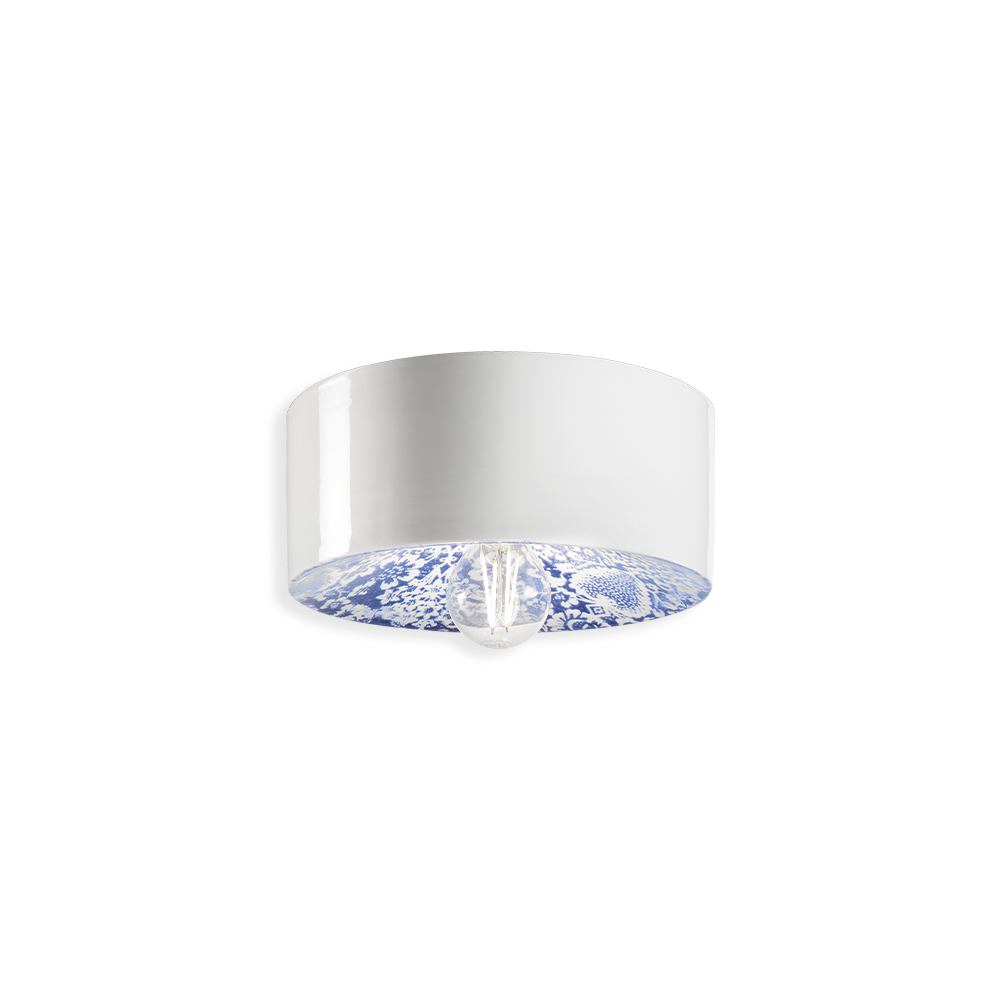 Floral Blue small ceiling light for powder bathroom 