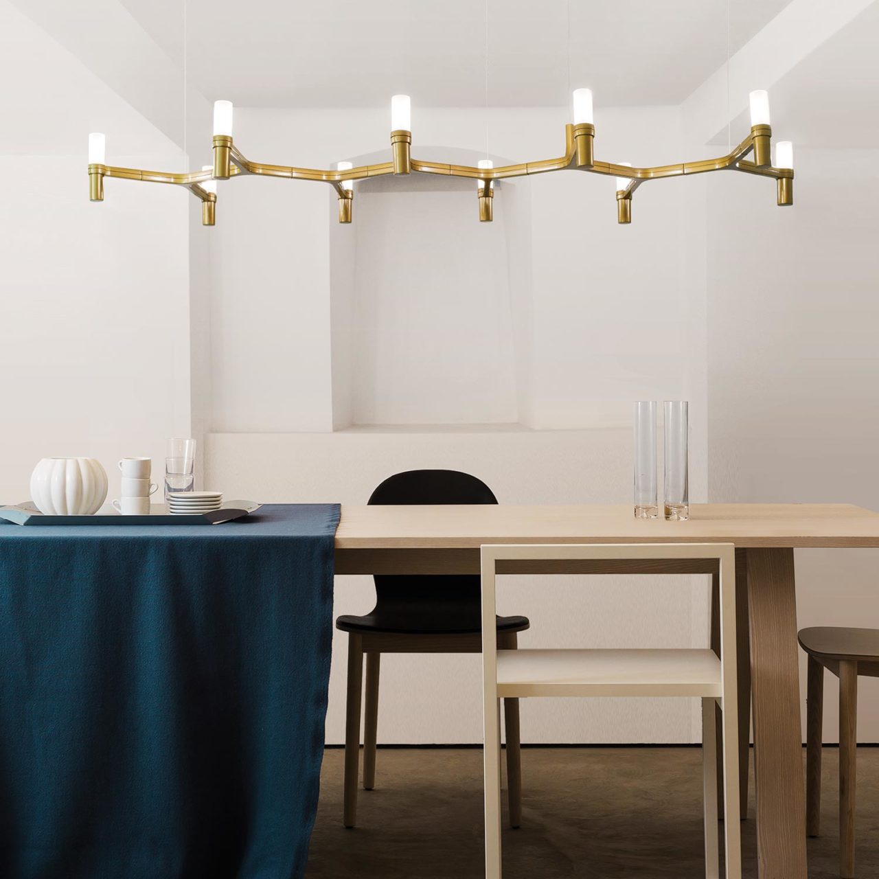 gold brass linear hang rail Pendant light by Nemo